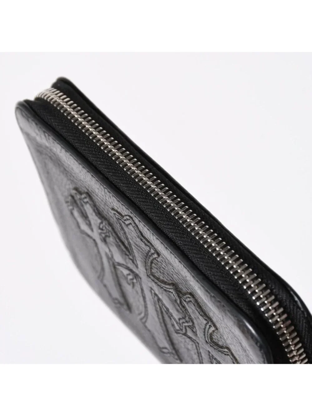 Chrome Hearts Bifold Wallet Bank Rover Leather Black 925 Sterling Silver